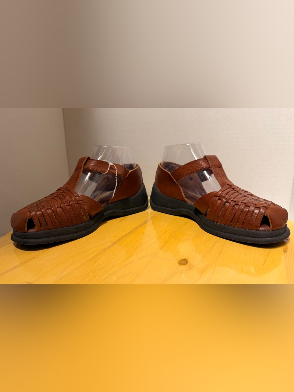 Aerosoles 90s Y2K Vintage Brown Leather Huarache Fisherman Sandals NWOT 8B - Picture 7 of 9